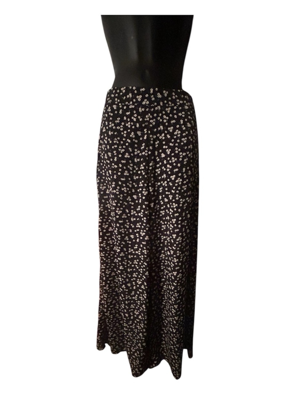SHEIN Black wide leg pants with White Floral Print